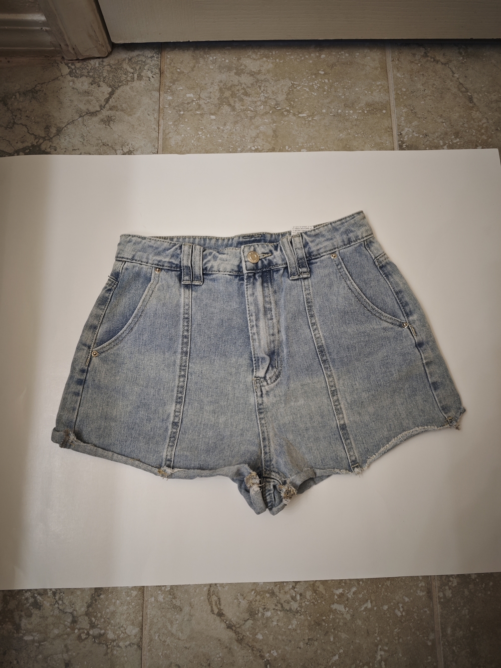 High-Waist Light Blue Denim Women's Shorts
